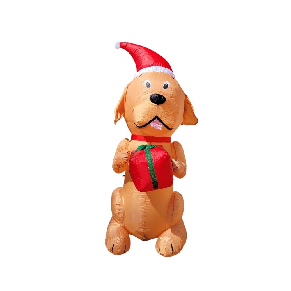 Christmas Inflatable Puppy Dog with Santa Hat 6 Ft. Outdoor / Indoor READ